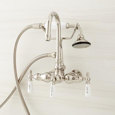 Gooseneck Tub Faucet with Hand Shower and Wall Couplers