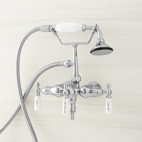 Woodrow Wall-Mount Tub Faucet with Hand Shower and Wall Couplers