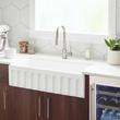 36" Mitzy Reversible Fireclay Farmhouse Sink - Fluted Apron - White, , large image number 0