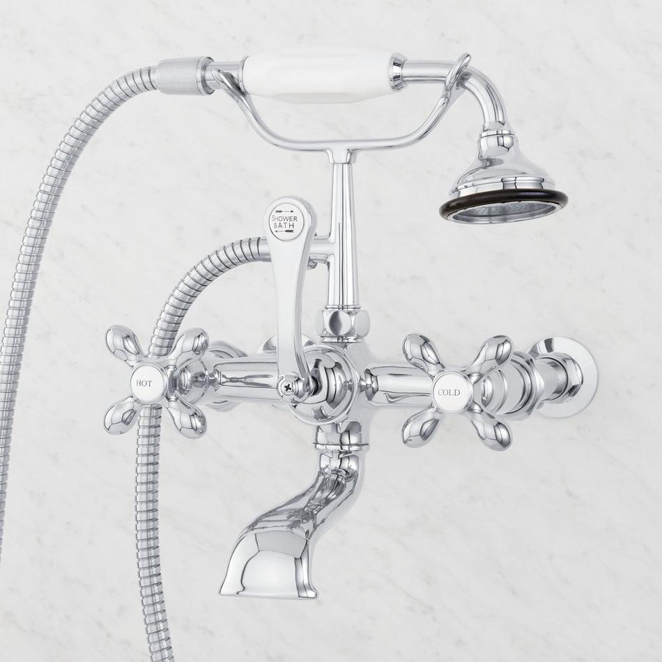 Wall-Mount Telephone Faucet with Cross Handles and 4" Wall Couplers - Chrome, , large image number 0