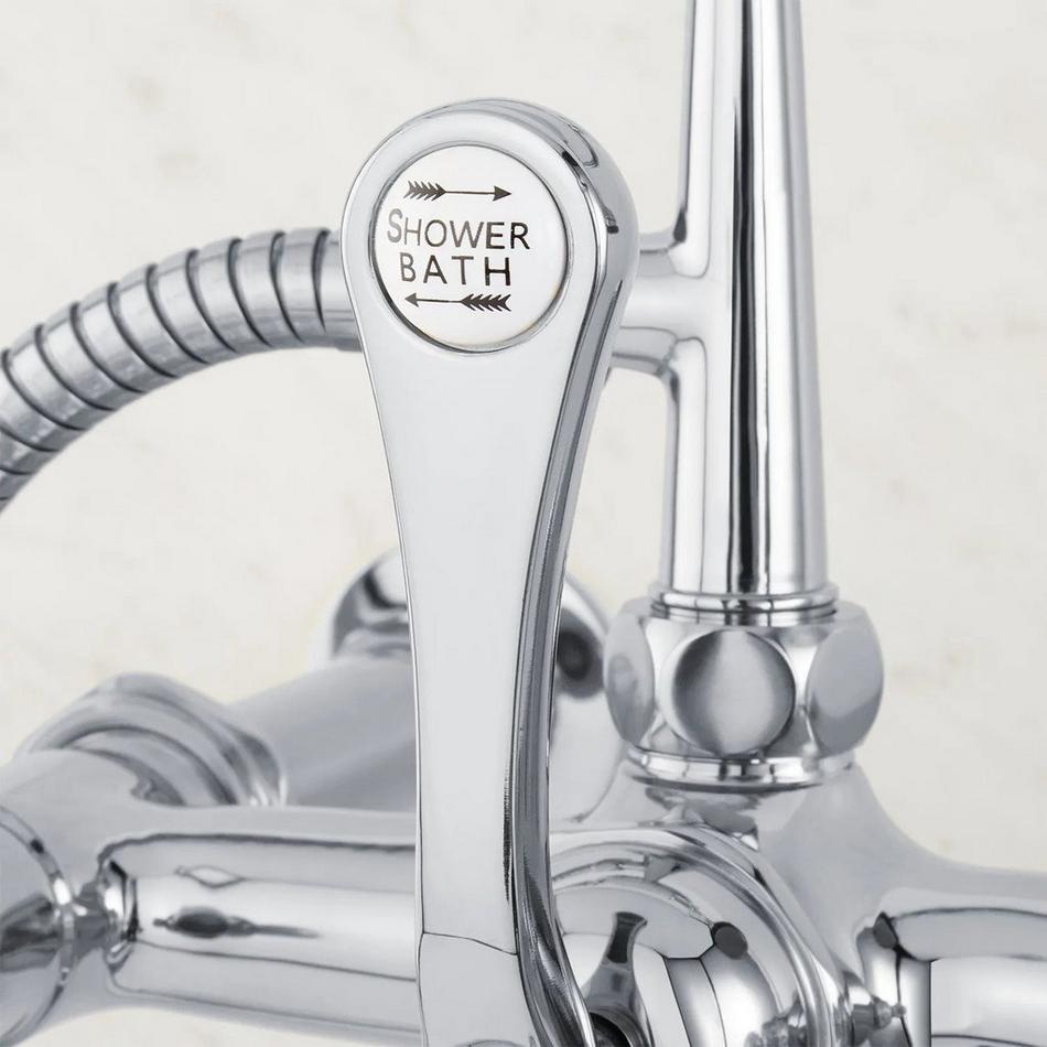 Wall-Mount Telephone Faucet with Cross Handles and 4" Wall Couplers - Chrome, , large image number 4