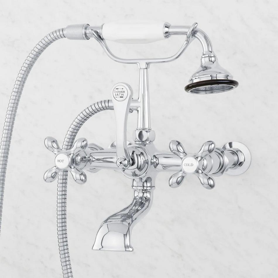 Wall-Mount Telephone Faucet with Cross Handles and 4" Wall Couplers - Chrome, , large image number 1