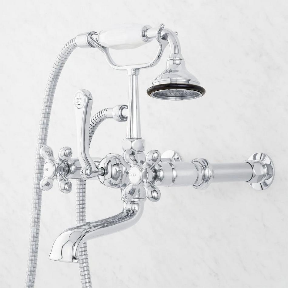 Wall-Mount Telephone Faucet with Cross Handles and 4" Wall Couplers - Chrome, , large image number 3