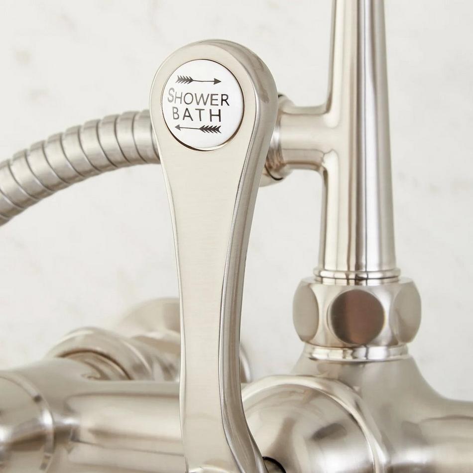 Wall-Mount Telephone Faucet with Cross Handles and 4" Wall Couplers - Brushed Nickel, , large image number 4