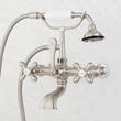 Wall-Mount Telephone Faucet with Cross Handles and 4" Wall Couplers - Brushed Nickel, , large image number 1