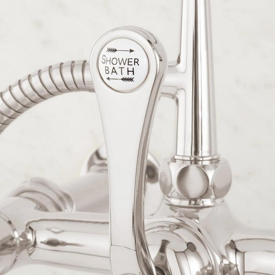 Wall-Mount Telephone Faucet with Cross Handles and 4" Wall Couplers - Polished Nickel, , large image number 4
