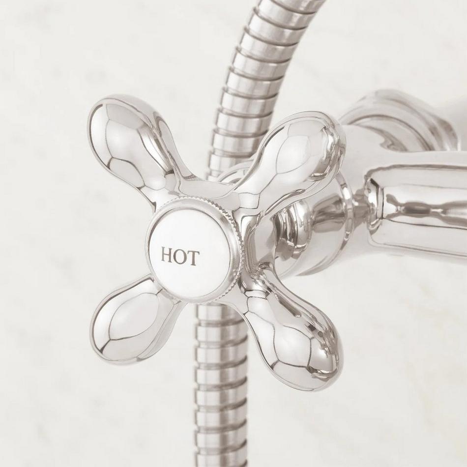 Wall-Mount Telephone Faucet with Cross Handles and 4" Wall Couplers - Polished Nickel, , large image number 5