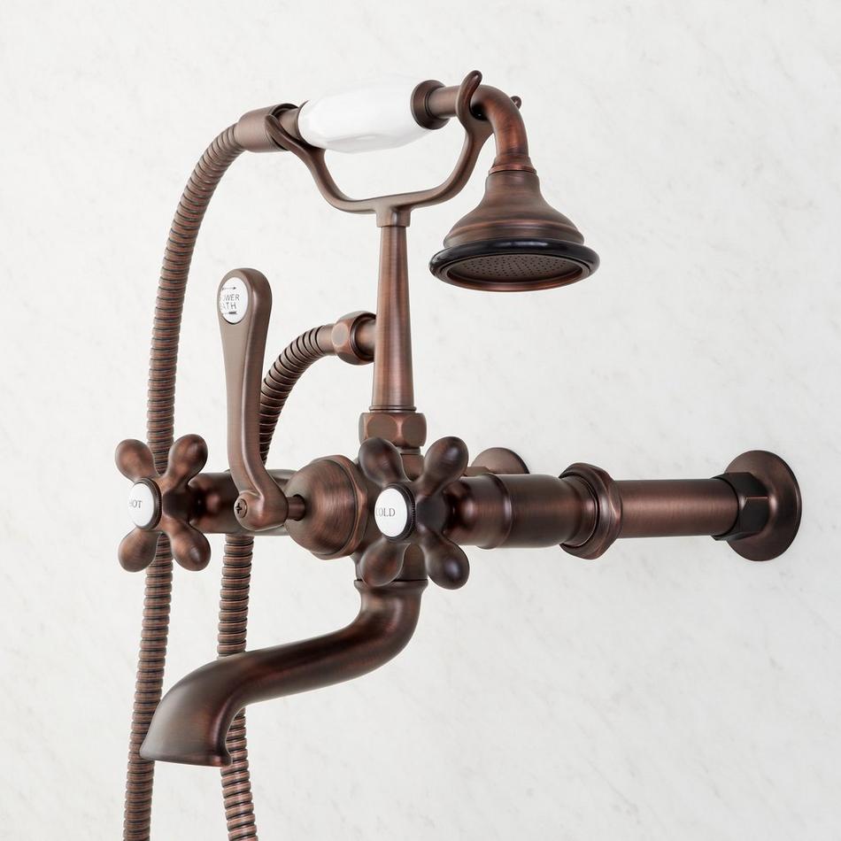 Wall-Mount Telephone Faucet with Cross Handles and 6" Wall Couplers - Oil Rubbed Bronze, , large image number 0