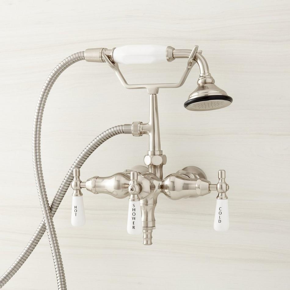 Woodrow Wall-Mount Tub Faucet with Hand Shower and 6" Wall Couplers - Brushed Nickel, , large image number 0