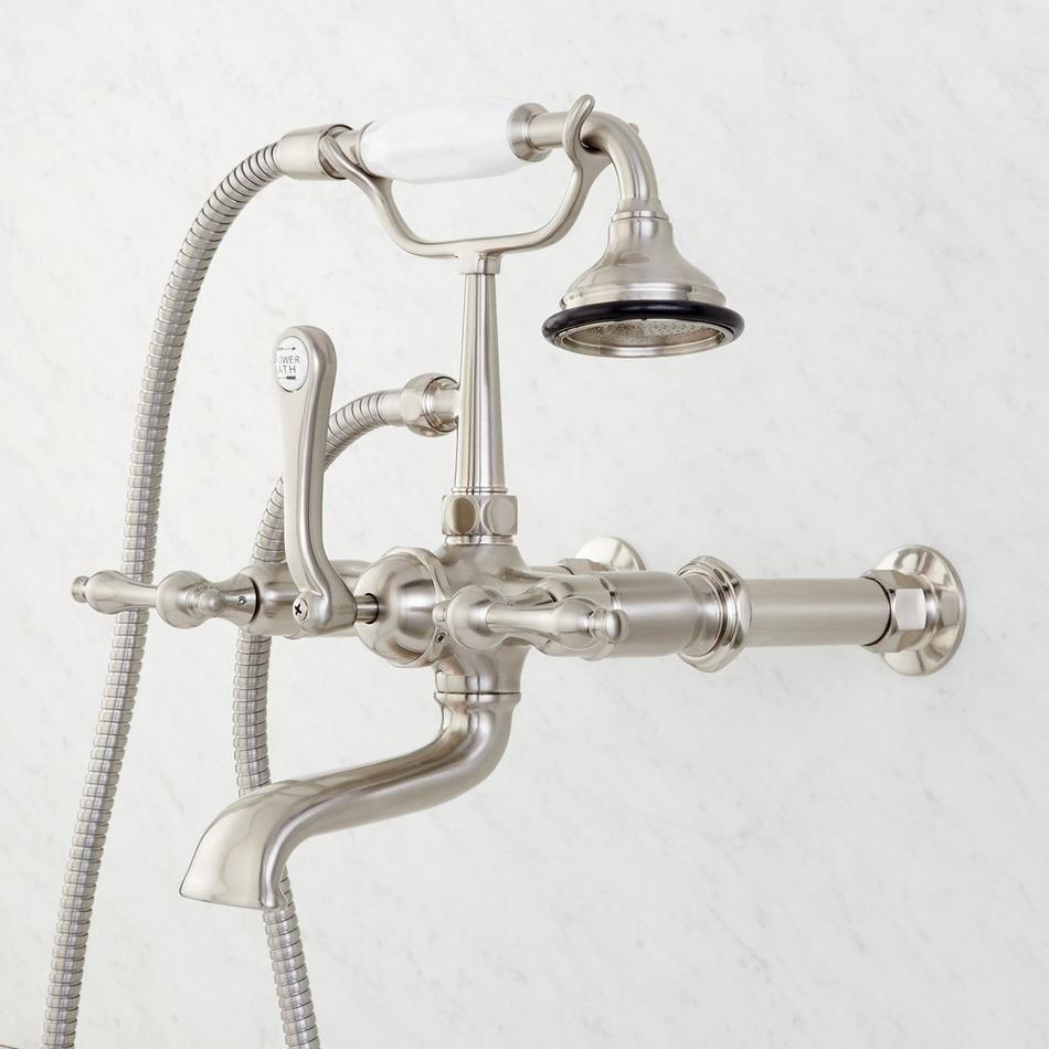 Wall-Mount Telephone Faucet with Lever Handles and 4" Wall Couplers - Brushed Nickel, , large image number 2