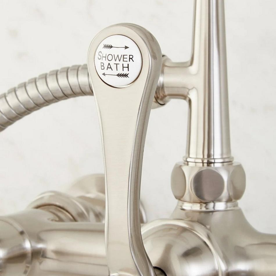 Wall-Mount Telephone Faucet with Lever Handles and 4" Wall Couplers - Brushed Nickel, , large image number 4