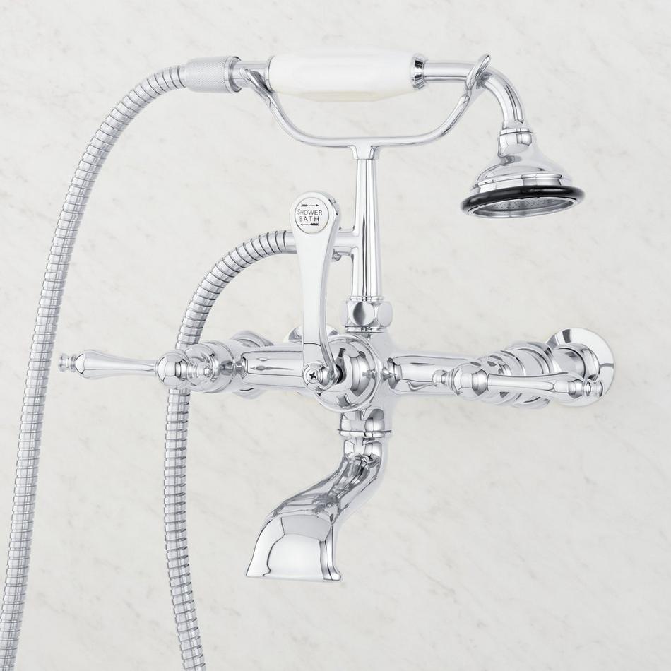 Wall-Mount Telephone Faucet with Lever Handles and 4" Wall Couplers - Chrome, , large image number 0