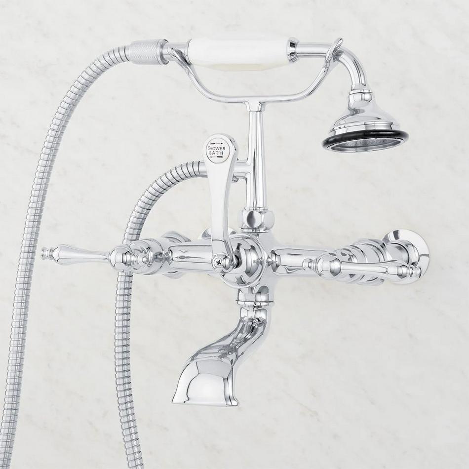 Wall-Mount Telephone Faucet with Lever Handles and 4" Wall Couplers - Chrome, , large image number 1