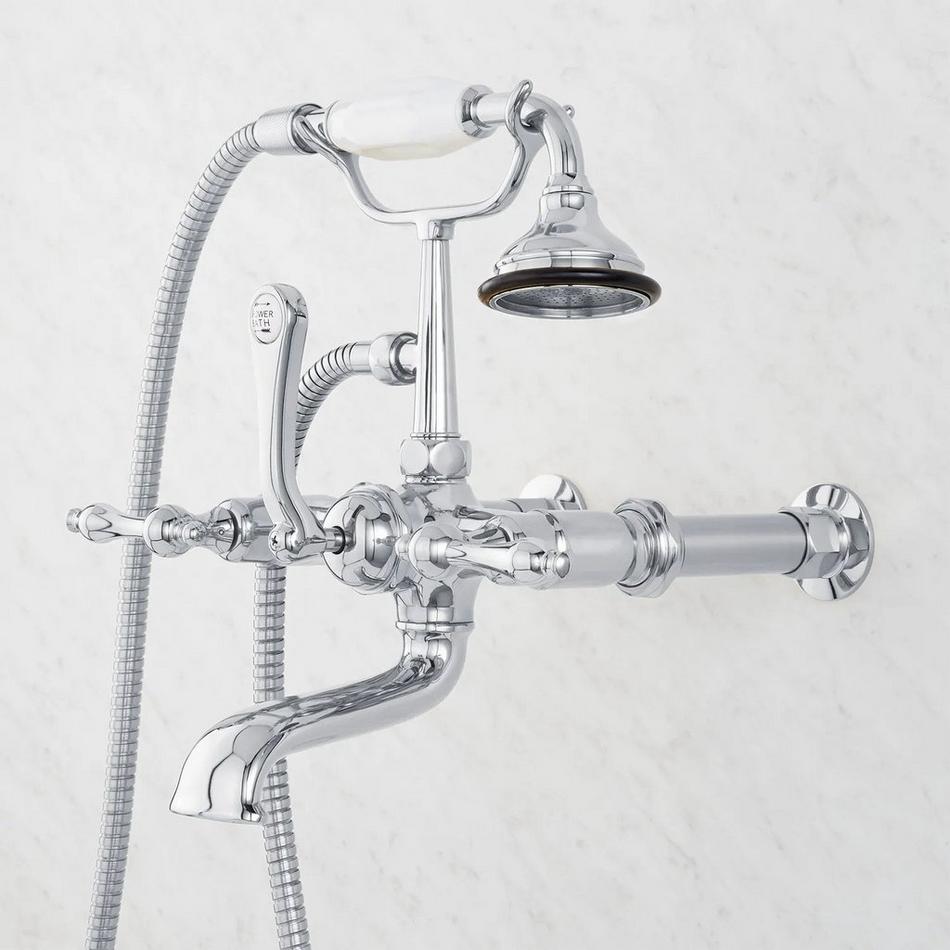 Wall-Mount Telephone Faucet with Lever Handles and 4" Wall Couplers - Chrome, , large image number 3