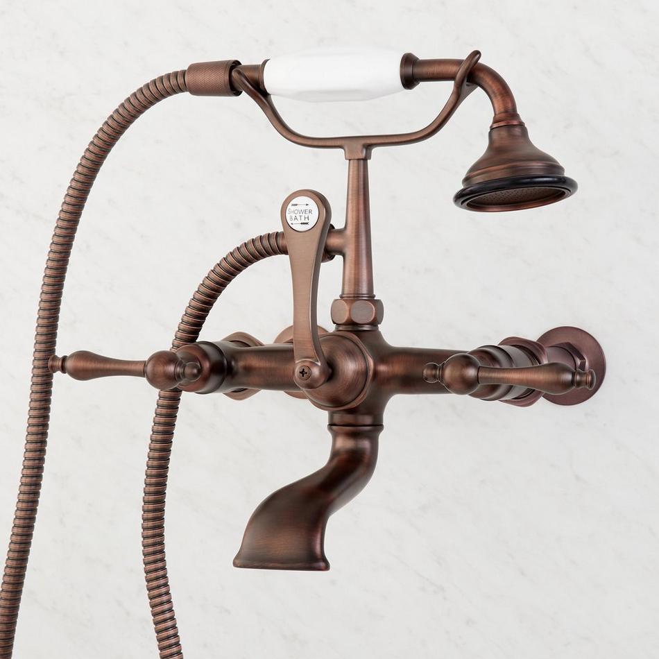 Wall-Mount Telephone Faucet with Lever Handles and 4" Wall Couplers - Oil Rubbed Bronze, , large image number 0