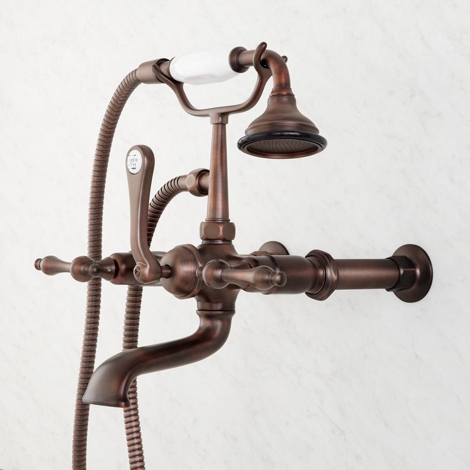 Wall-Mount Telephone Faucet with Lever Handles and 4" Wall Couplers - Oil Rubbed Bronze, , large image number 1