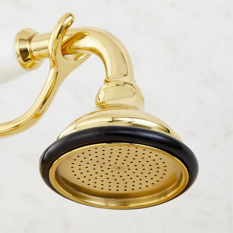 Wall-Mount Telephone Faucet with Lever Handles and 4" Wall Couplers - Polished Brass, , large image number 7