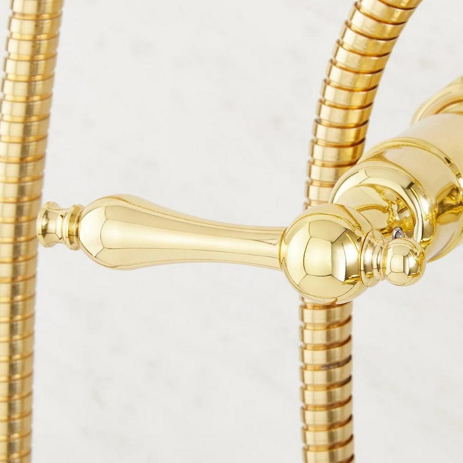 Wall-Mount Telephone Faucet with Lever Handles and 4" Wall Couplers - Polished Brass, , large image number 6