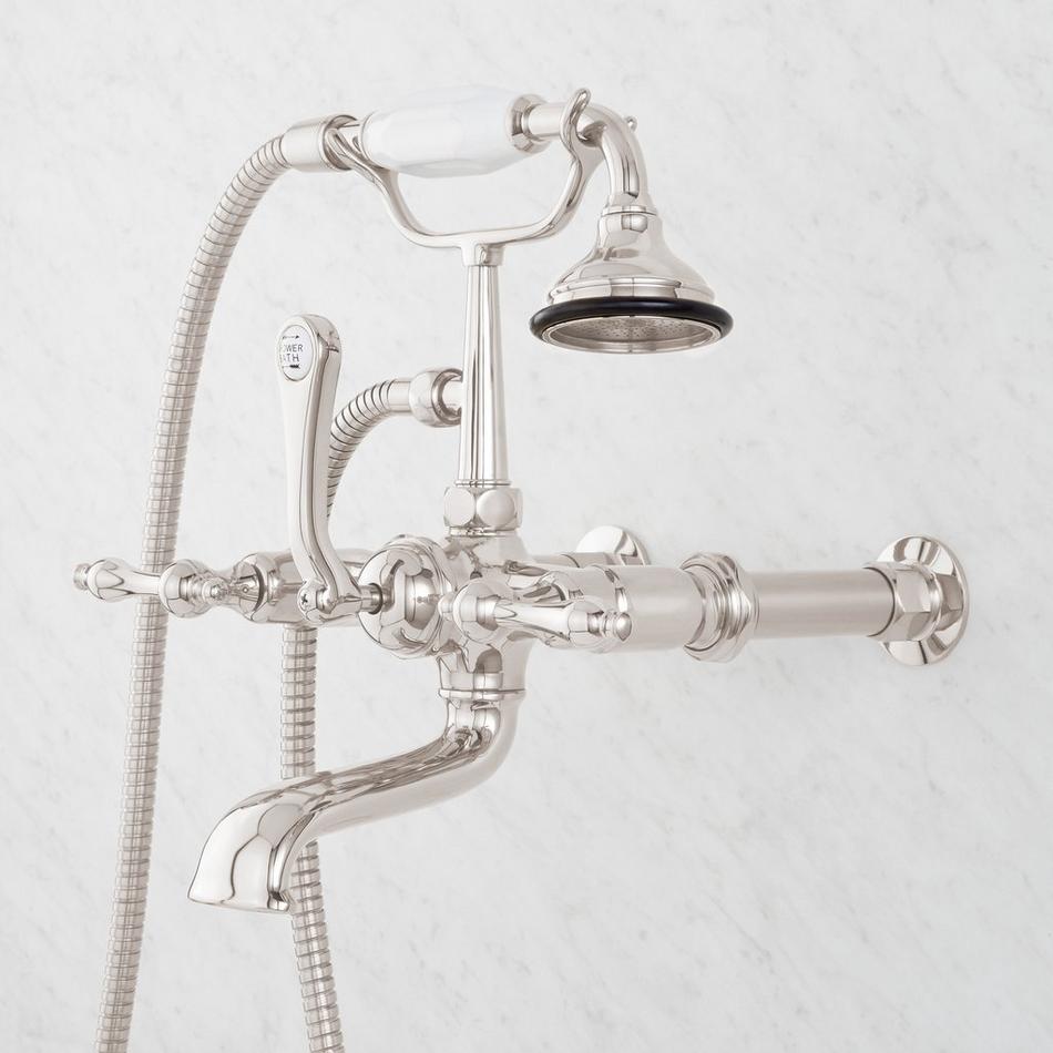 Wall-Mount Telephone Faucet with Lever Handles and 4" Wall Couplers - Polished Nickel, , large image number 2