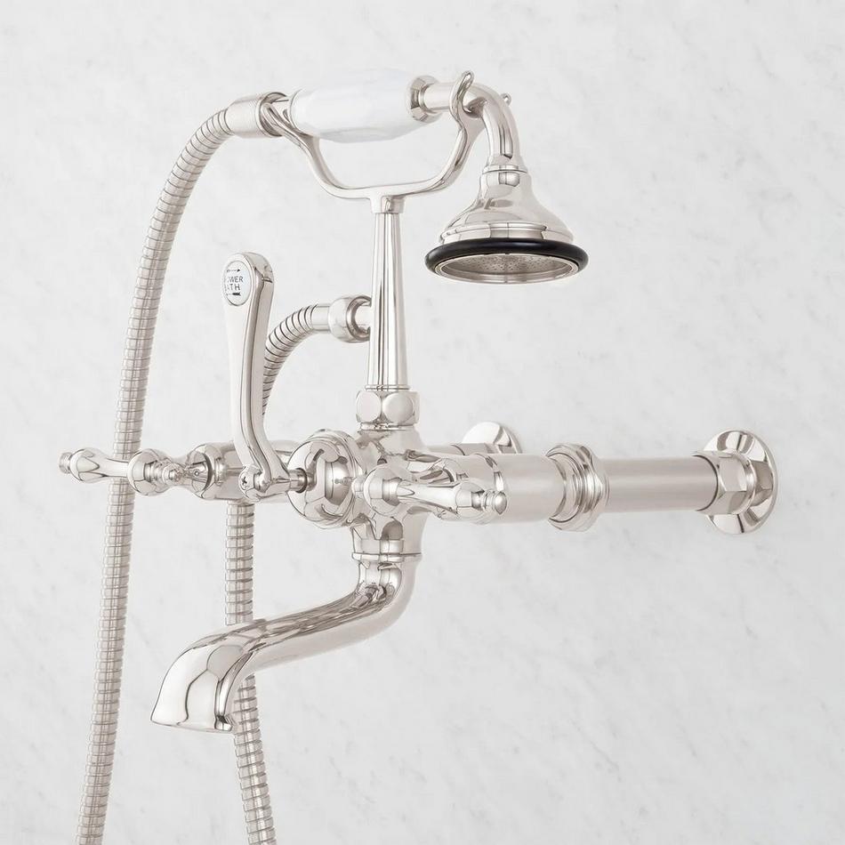 Wall-Mount Telephone Faucet with Lever Handles and 4" Wall Couplers - Polished Nickel, , large image number 3