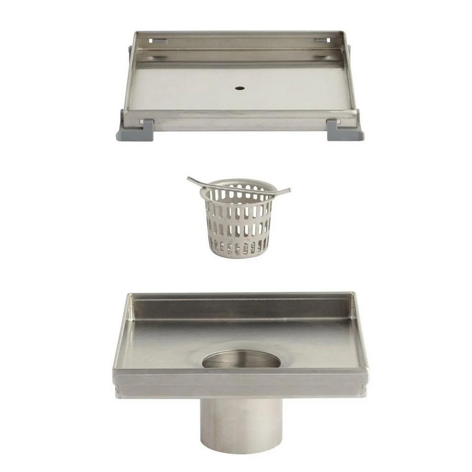 6" Cohen Square Tile-In Shower Drain - Brushed Stainless Steel, , large image number 12