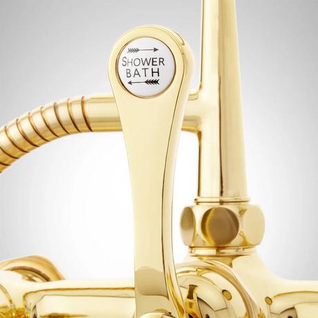 Deck-Mount Telephone Faucet - Porcelain Lever Handles and Deck Couplers