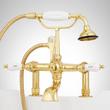 Deck-Mount Telephone Faucet - Porcelain Lever Handles - 4" Deck Couplers - Polished Brass, , large image number 1
