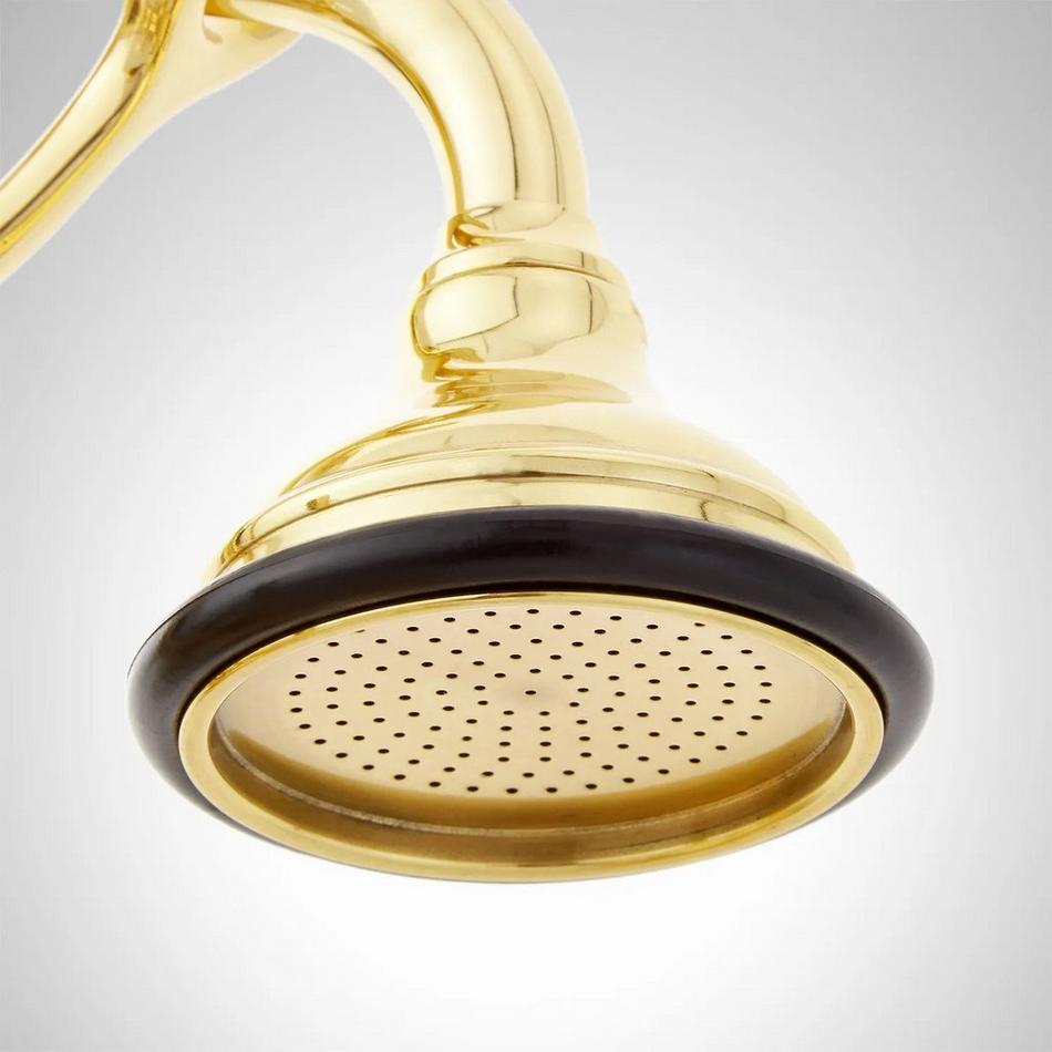 Deck-Mount Telephone Faucet - Porcelain Lever Handles - 4" Deck Couplers - Polished Brass, , large image number 6