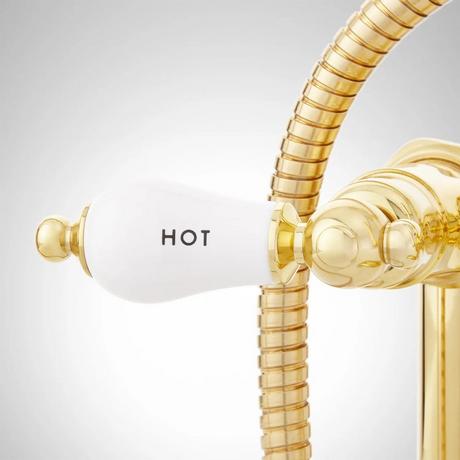Deck-Mount Telephone Faucet - Porcelain Lever Handles and Deck Couplers