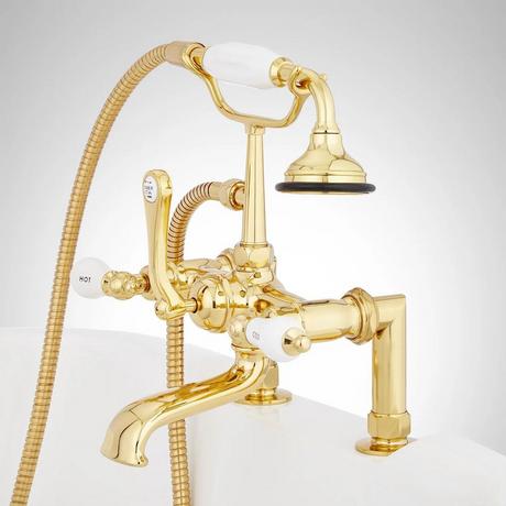 Deck-Mount Telephone Faucet - Porcelain Lever Handles and Deck Couplers