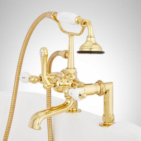 Deck-Mount Telephone Faucet - Porcelain Lever Handles and Deck Couplers