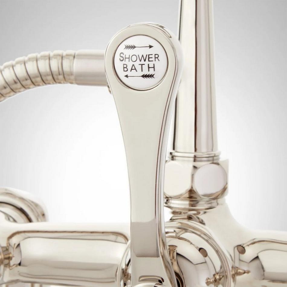Deck-Mount Telephone Faucet - Porcelain Lever Handles - 4" Deck Couplers - Polished Nickel, , large image number 5
