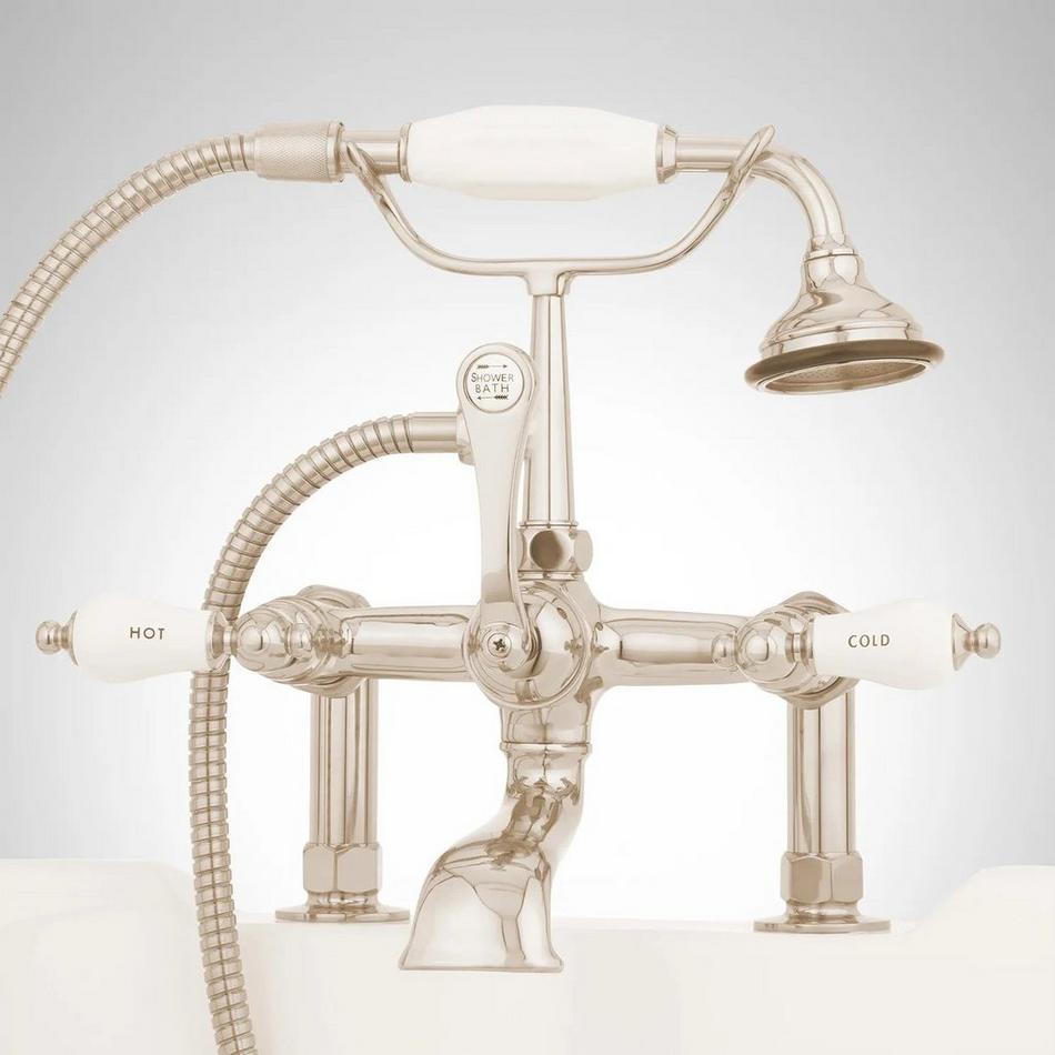 Deck-Mount Telephone Faucet - Porcelain Lever Handles - 4" Deck Couplers - Polished Nickel, , large image number 3