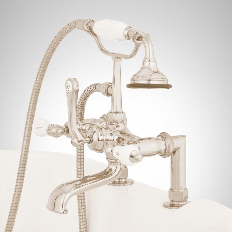 Deck-Mount Telephone Faucet - Porcelain Lever Handles - 4" Deck Couplers - Polished Nickel, , large image number 2