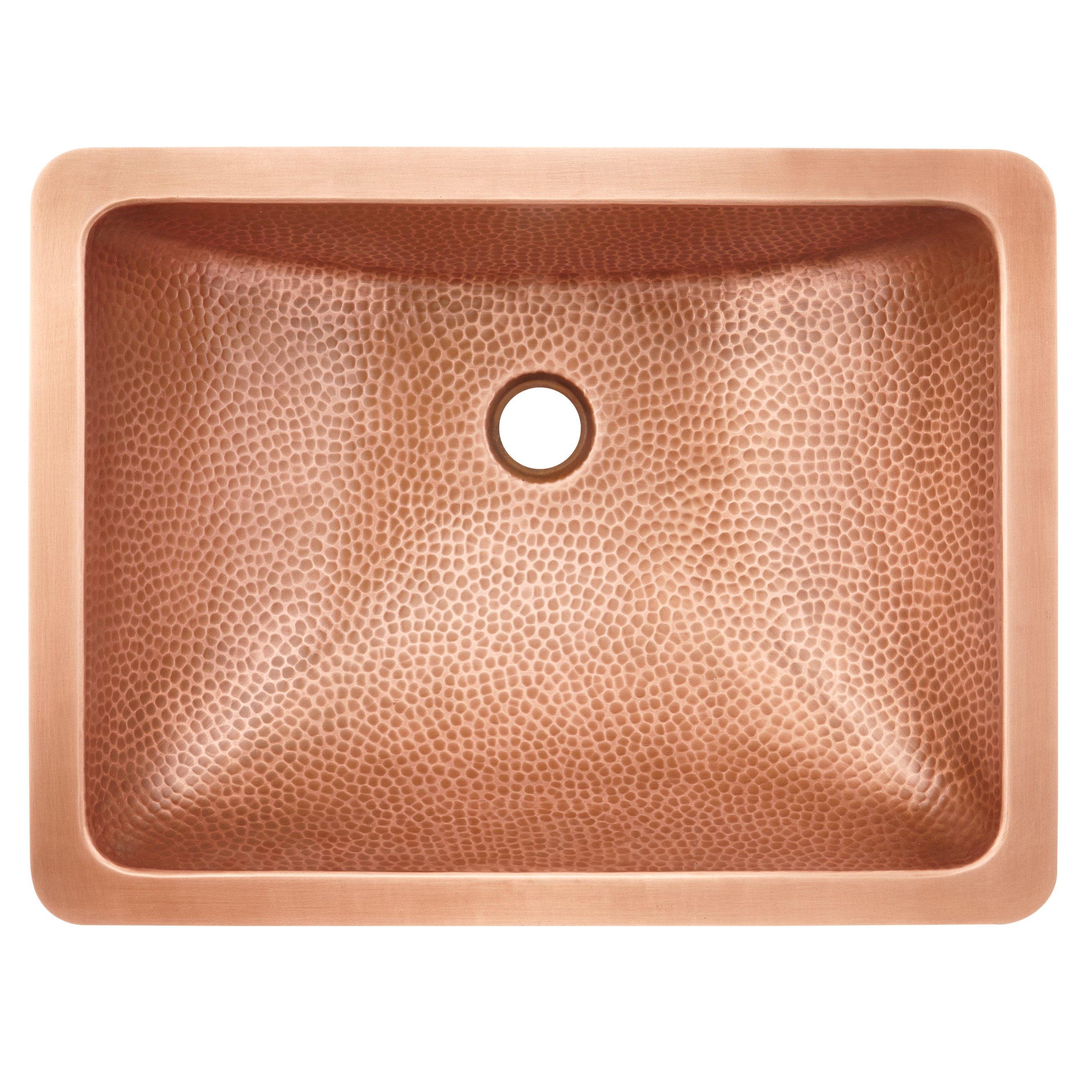 Rectangular Hammered Copper Undermount Sink | Signature Hardware Rectangular Hammered Copper Undermount Sink | Signature Hardware