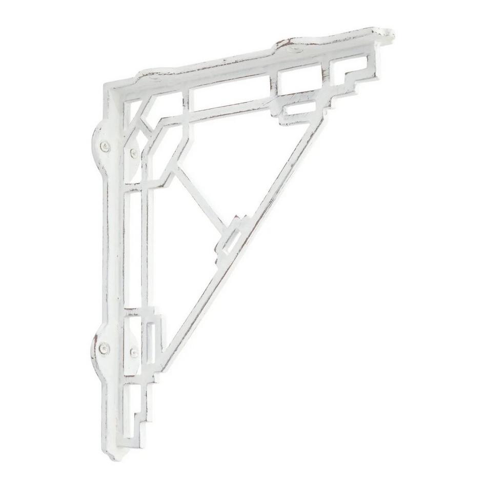 Mission Style Cast Iron Shelf Bracket - Distressed White, , large image number 0