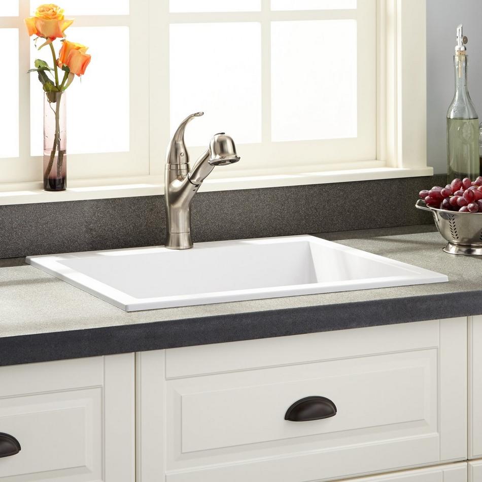 24" Holcomb Drop-In Granite Composite Sink - Cloud White, , large image number 0