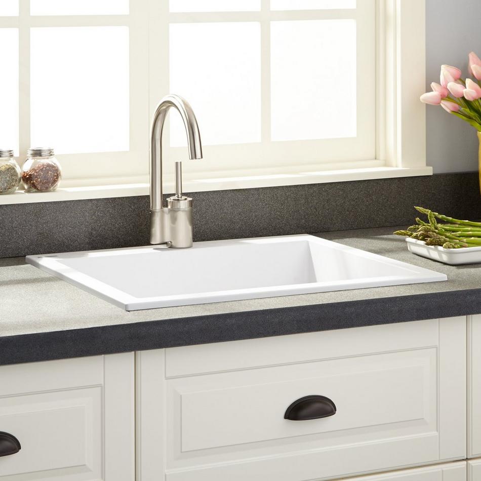 22" Holcomb Drop-In Granite Composite Sink - Cloud White, , large image number 0