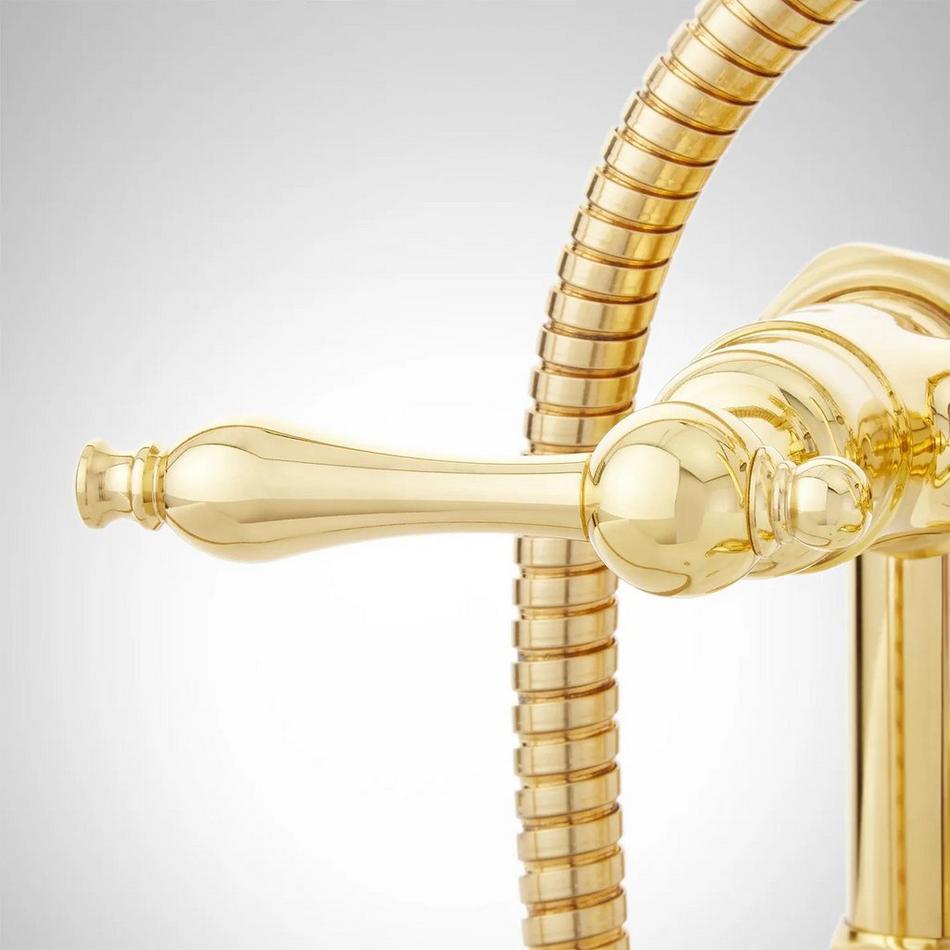 Deck-Mount Telephone Faucet - Lever Handles - 4" Deck Couplers - Polished Brass, , large image number 3