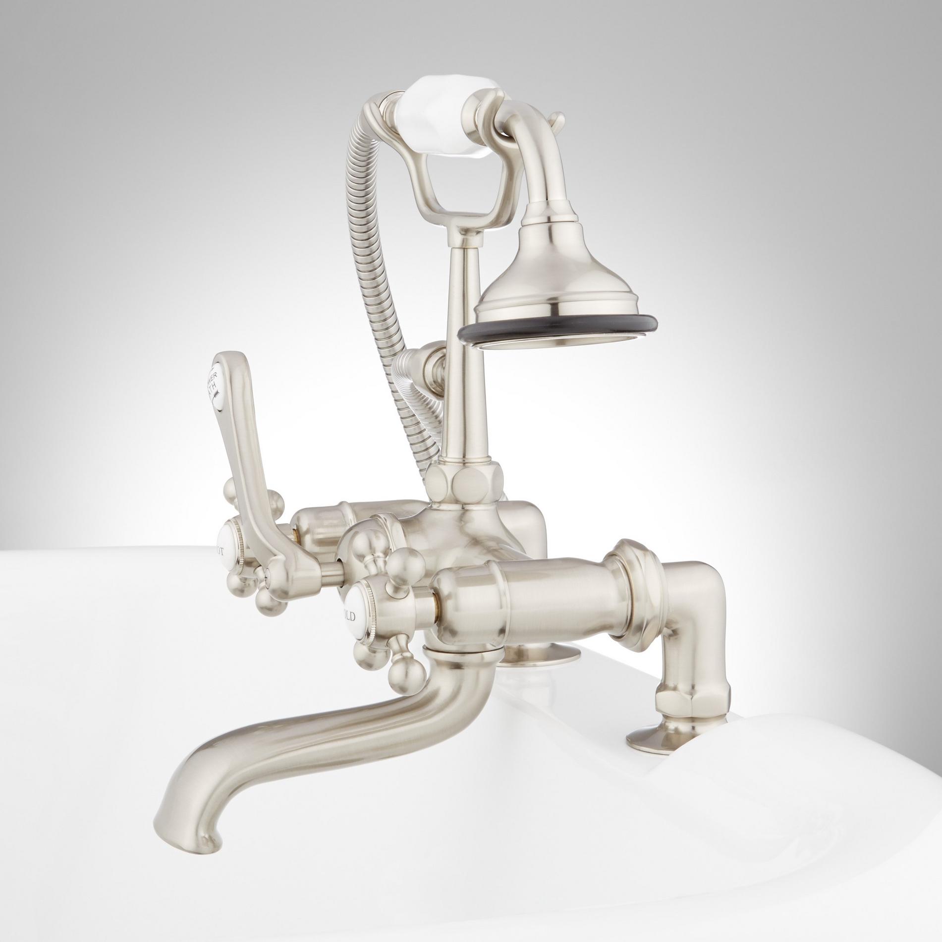 DeckMount Telephone Faucet with Vintage Cross Handles and Deck