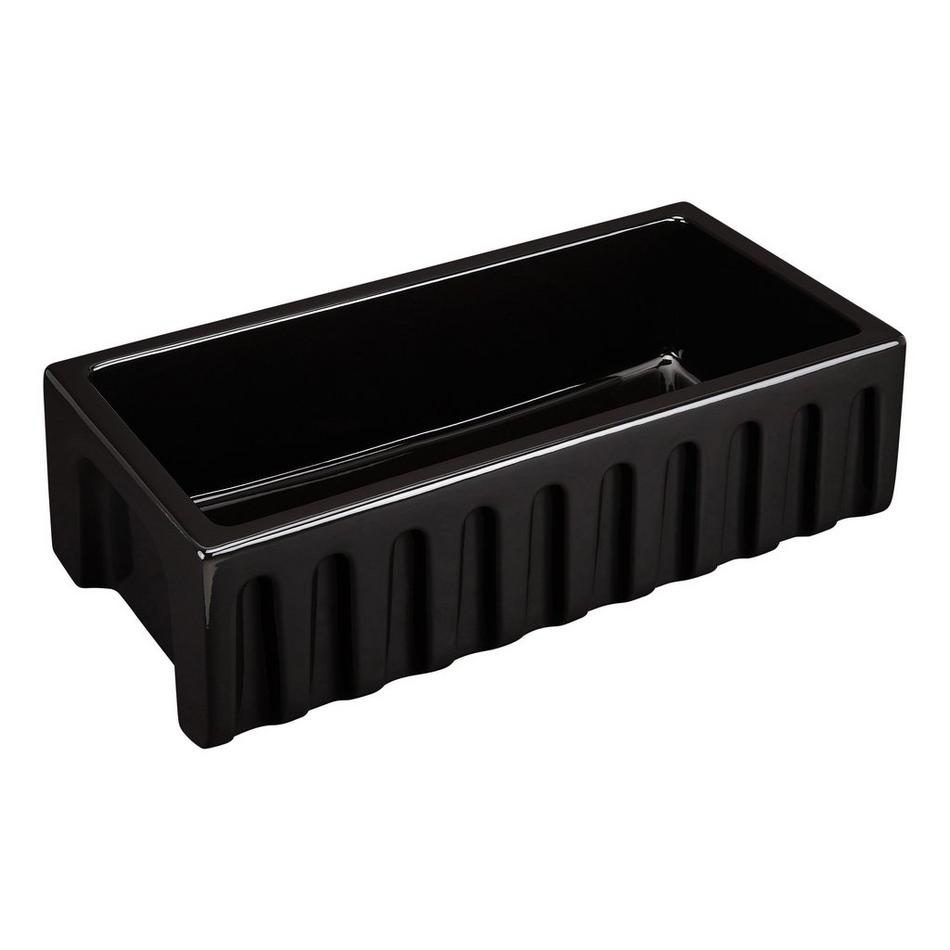 NLA 36" Mitzy Fireclay Reversible Farmhouse Sink Smooth Apron Black, , large image number 6
