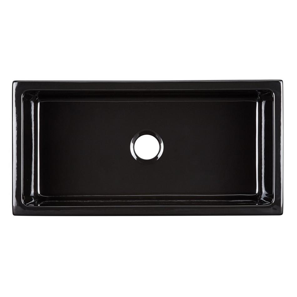 NLA 36" Mitzy Fireclay Reversible Farmhouse Sink Smooth Apron Black, , large image number 8