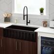 36" Mitzy Fireclay Reversible Farmhouse Sink Fluted Apron Black, , large image number 0