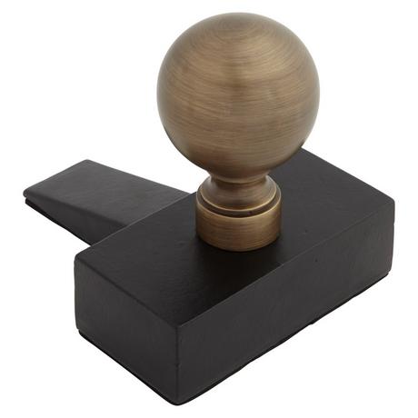 Solid Brass Ball Doorstop with Cast Iron Wedge