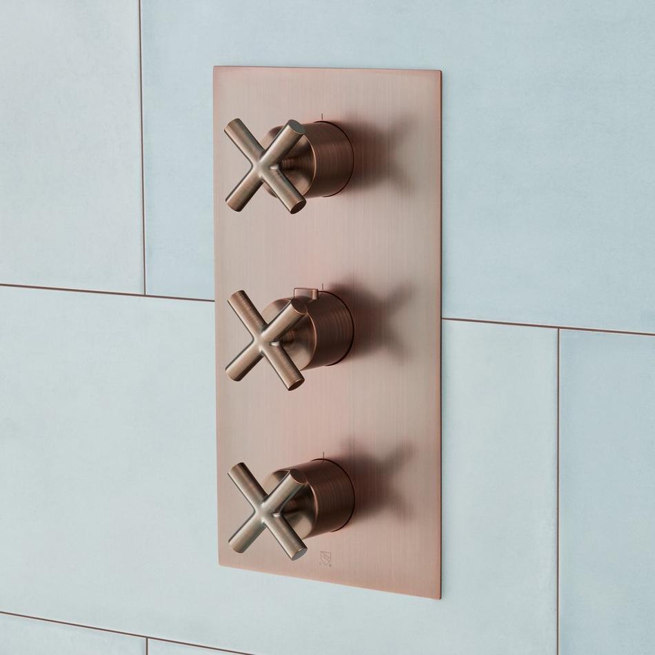 Modern Rectangular 4-Way Thermostatic Valve with Cross Handles, , large image number 2