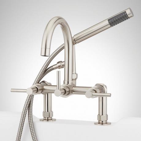 Sebastian Deck-Mount Tub Faucet and Hand Shower - Lever Handles