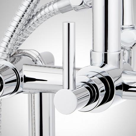 Sebastian Deck-Mount Tub Faucet and Hand Shower - Lever Handles