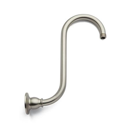 Ornate Offset Brass Shower Arm with Flange