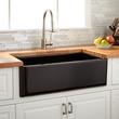 33" Grigham Fireclay Farmhouse Sink - Black, , large image number 0