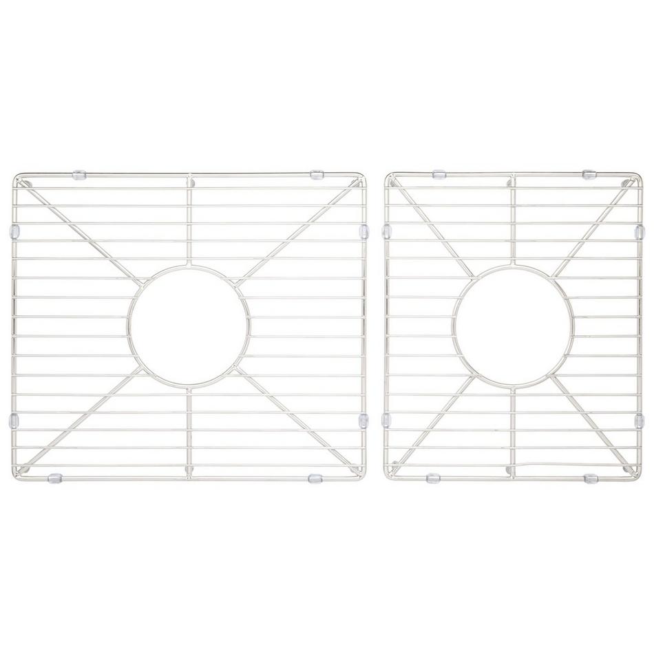 36" Risinger 60/40 Offset Double-Bowl Fireclay Farmhouse Sink Grid Set, , large image number 0